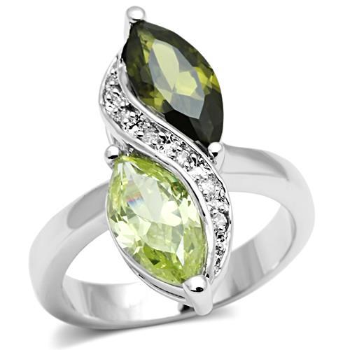 JCE033 Rhodium Brass Ring with AAA Grade CZ  in Multi Color