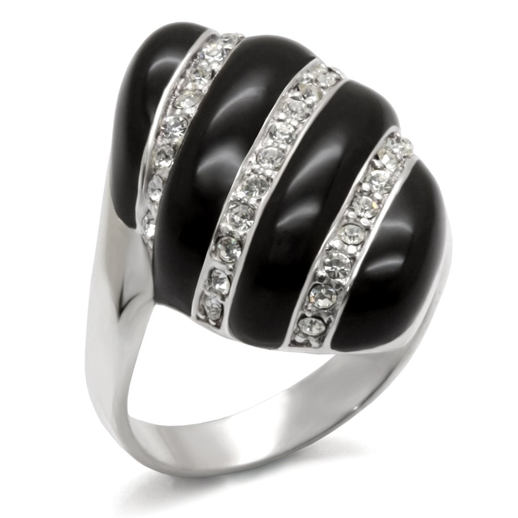 JCE314 High-Polished 925 Sterling Silver Ring with Top Grade Crystal  in Clear