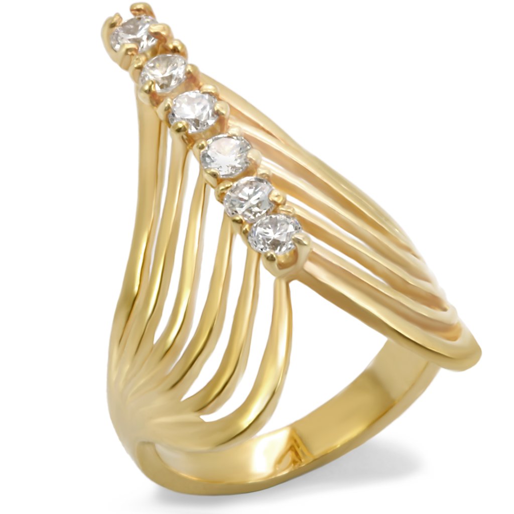 JCE701 Gold Brass Ring with AAA Grade CZ  in Clear