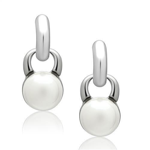 JCE1998 Rhodium White Metal Earrings with Top Grade Crystal  in White