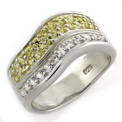 JCEAS1144 High-Polished 925 Sterling Silver Ring with AAA Grade CZ  in Citrine