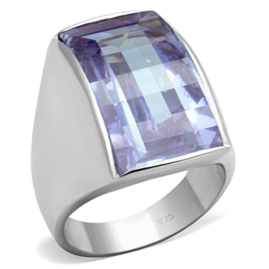 JCES692 Silver 925 Sterling Silver Ring with AAA Grade CZ  in Light Amethyst