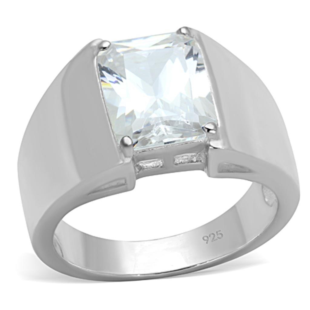JCES741 Silver 925 Sterling Silver Ring with AAA Grade CZ  in Clear