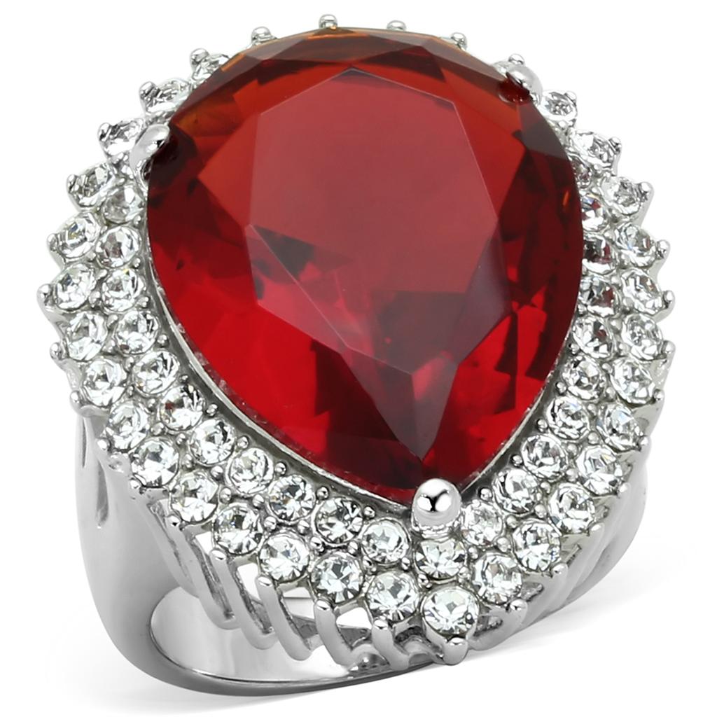 JCES800 Rhodium 925 Sterling Silver Ring with Synthetic Synthetic Glass in Siam