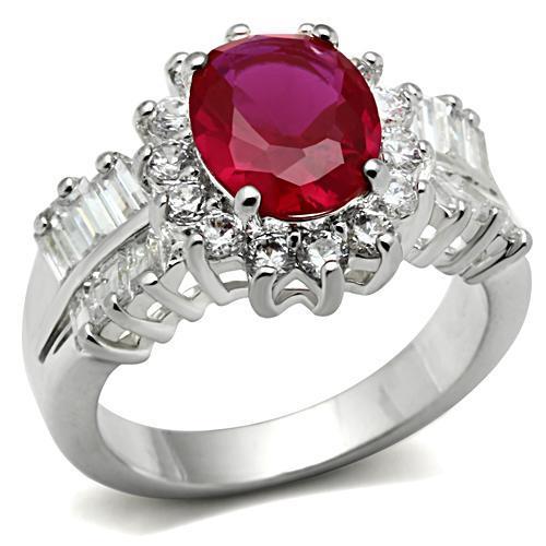 JCE009 Silver 925 Sterling Silver Ring with AAA Grade CZ  in Ruby