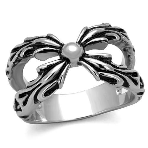 JCE1605 High polished (no plating) Stainless Steel Ring with Epoxy in Jet