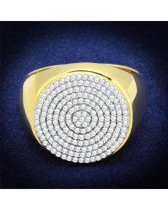 JCE238 Gold+Rhodium 925 Sterling Silver Ring with AAA Grade CZ in Clear